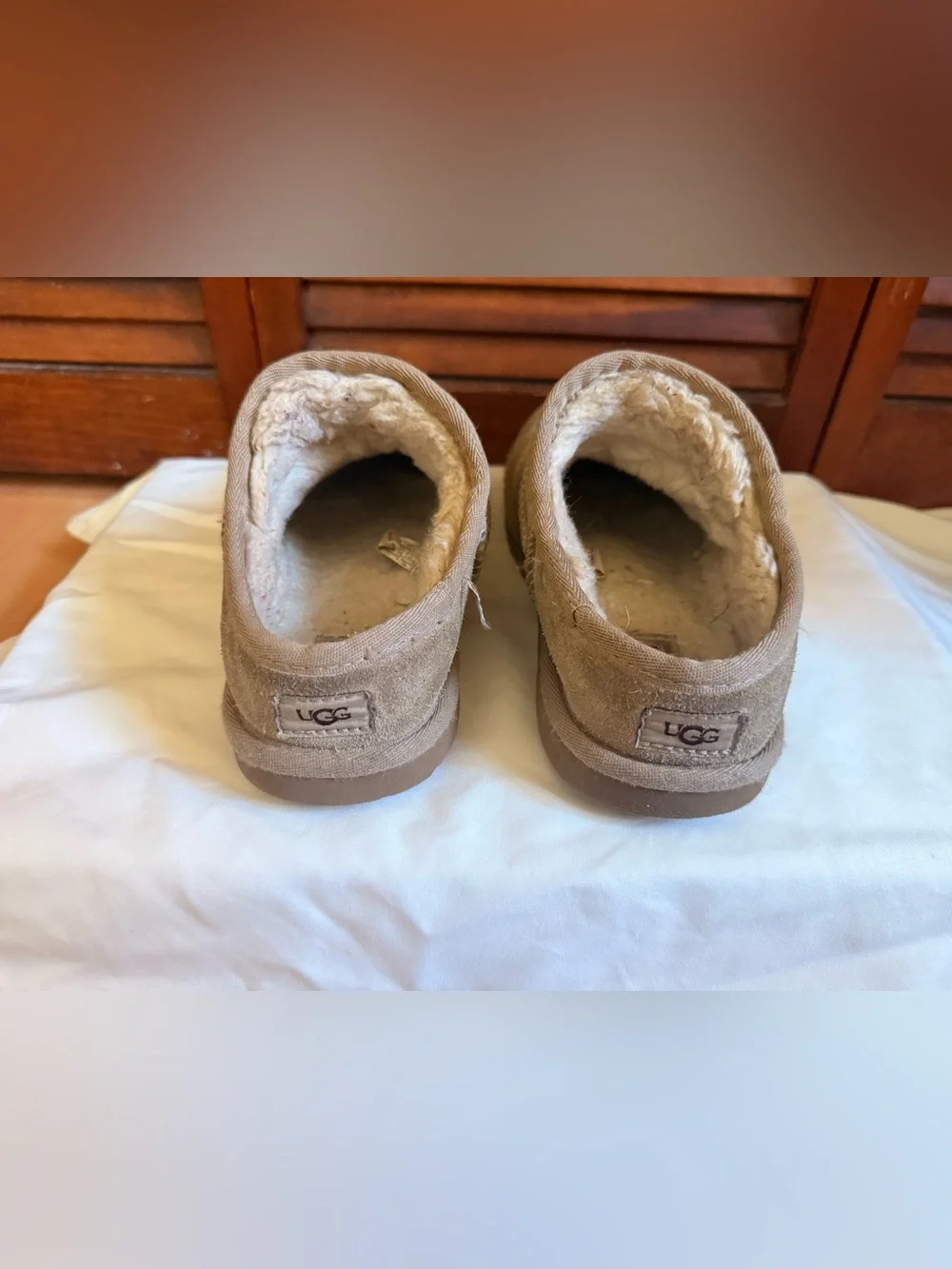 UGG Kids Tan Suede Slip-On Slippers